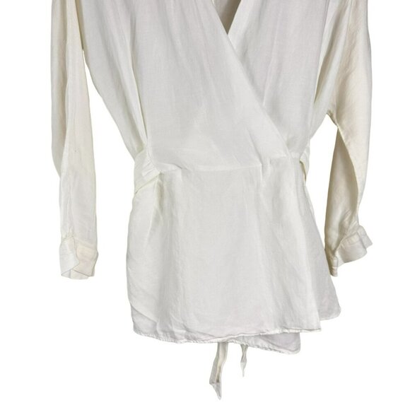 Zara White Long Wrap Blouse Size Medium Kimono - Picture 5 of 12